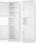 Ckzbx Tall Narrow Storage Cabinet 66.93" H Tall Bathroom Cabinets Metal Pantry Cabinet, 4 Adjustable Shelves for Kitchen, Home Office, Living Room, Dinning Room (16 inches Wide White)