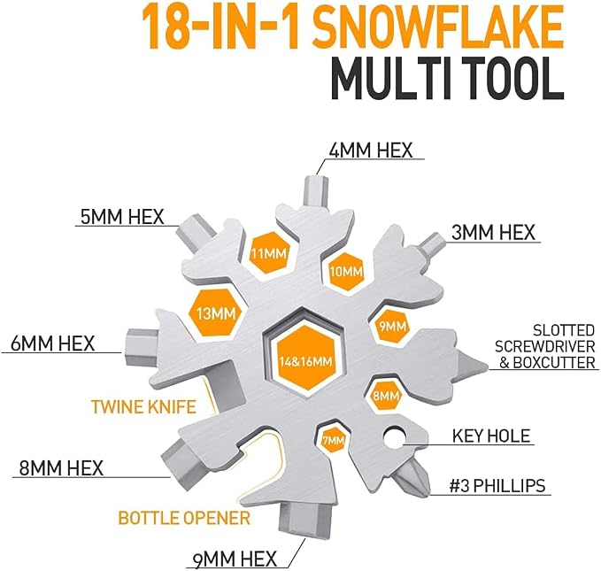 Gifts for Men, 18-in-1 Snowflake Multi Tool, Anniversary Birthday Gift for Men Dad Husband Him Grandpa, Father Day Gift for Dad Who Have Everything, Camping Accessories Cool Gadgets Tools