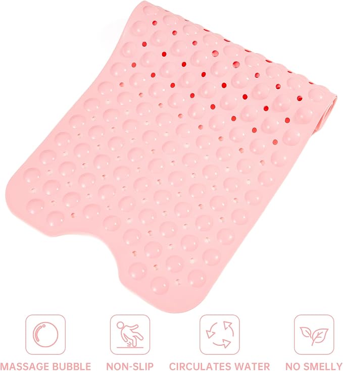 Tree Bud Bathtub Mats for Shower Tub Non-Slip Bath Mat 39 x 16 Inch Extra Long Shower Mat, Bath Tub Mat for Bathroom with Machine Washable, BPA Free for Kids (Opaque Pink)
