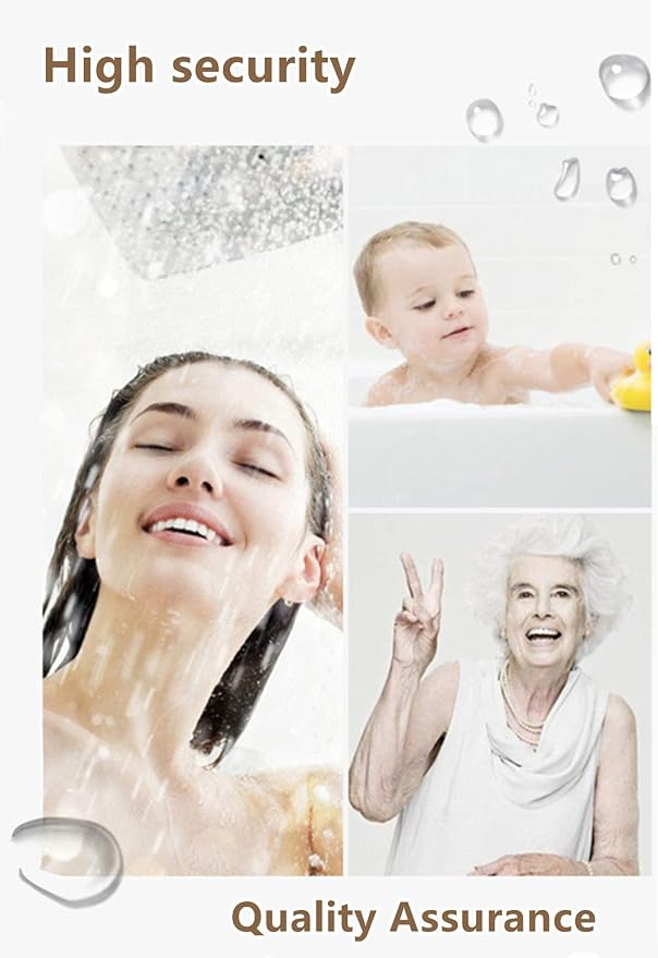 Anti Slip Shower Mat, Soft Textured Bath Mat, Easy Drain Non Slip Comfort Bathtub Mats, Quick Drying PVC Loofah Bathroom Mats, Phthalate Free (15.5" × 23.5", Grey)