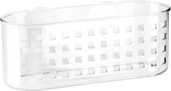 iDesign Hanging Suction Shower Caddy Basket for Bathroom Storage, Set of 2, Clear, Made in USA