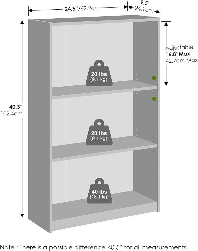 Furinno Reed Closet Organizers and Storage, 3-Tier Closet Organizer, Open Shelf Closet Storage, for Wardrobe, Bedroom, Living Room, Blackwood
