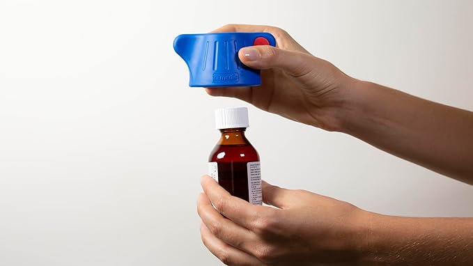 Remedic One-Hand Pill Bottle Opener – Magnifier & LED Light Aid | Non-slip mat secures bottles for one-hand opening. Magnifier and LED light help read medication labels.