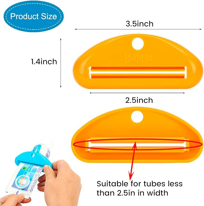 LoveInUsa Toothpaste Tube Squeezer Dispenser, Hanging Toothpaste Clips Holder Rolling Holder Squeezer 4 Pack