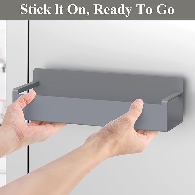 HuggieGems 4 Pack Magnetic Spice Rack Organizer for Refrigerator and Oven, Dark Grey Fridge Organizers and Storage for Kitchen