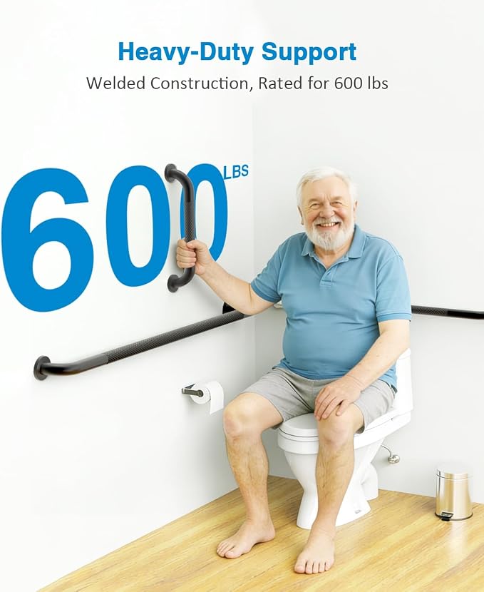 Grab Bar Bundle for ADA Compliance, Matte Black Stainless Steel 1.5" Diameter 3-Piece Set (18", 36", 42") for Commercial Restrooms & Shower Safety Bars for Seniors with Knurled Grip