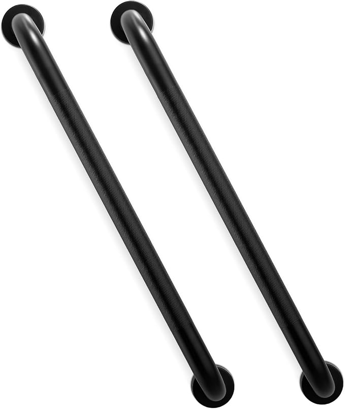 Grab Bars for Shower, Zynuhmo 2 Pack 24 Inch Anti Slip Bathroom Safety Grab Bar 1.25" Diameter Stainless Steel Shower Handrails for Handicap Injury Pregnant Senior Assist Shower Handles(Matte Black)