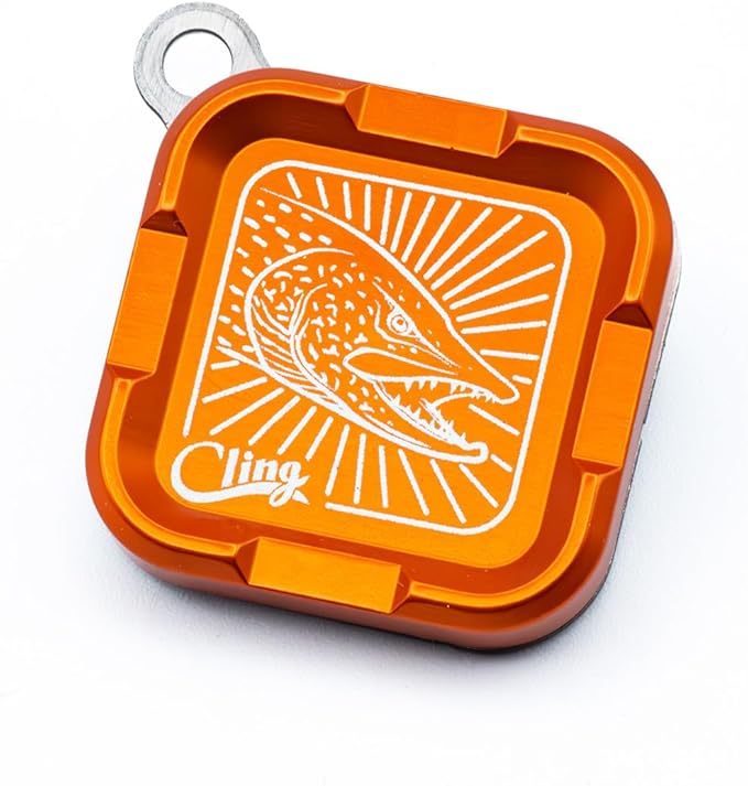 Cling Fishing Products Mag Grab® Mini – Compact Magnetic Fly Holder/Fly Patch & Organizer for Fly Fishing Vest, hat, Waders and Fishing Packs (Toothy Trouble, Orange)