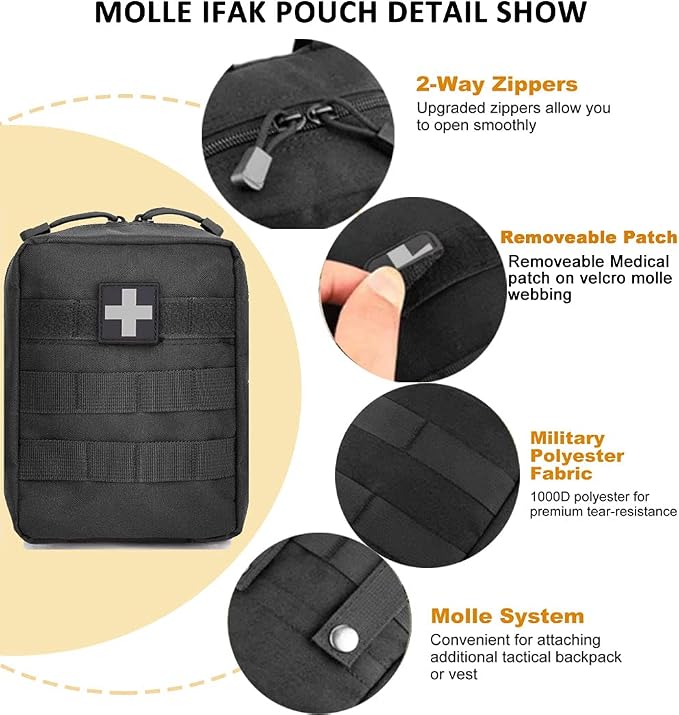 First Aid Pouch Empty Small, Tactical Molle EMT Pouch Compact Medical IFAK Rip Away Untility Bag Pouches