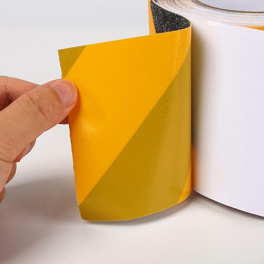 Anti Slip Tape Black Yellow 6Inch x 30FT Non Skid Tape, Best Grip Non Slip Strips Tape High Traction Friction Abrasive Adhesive for Stairs Step Indoor Outdoor