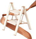 2 Step Ladder, Folding Step Stool with Wider Pedal, Anti-Slip Feet & Non Slip Stripes, Aluminum Sturdy Material, 300Lbs Capacity, Elegant Look of Cream Chocolate Better Matches Your Home
