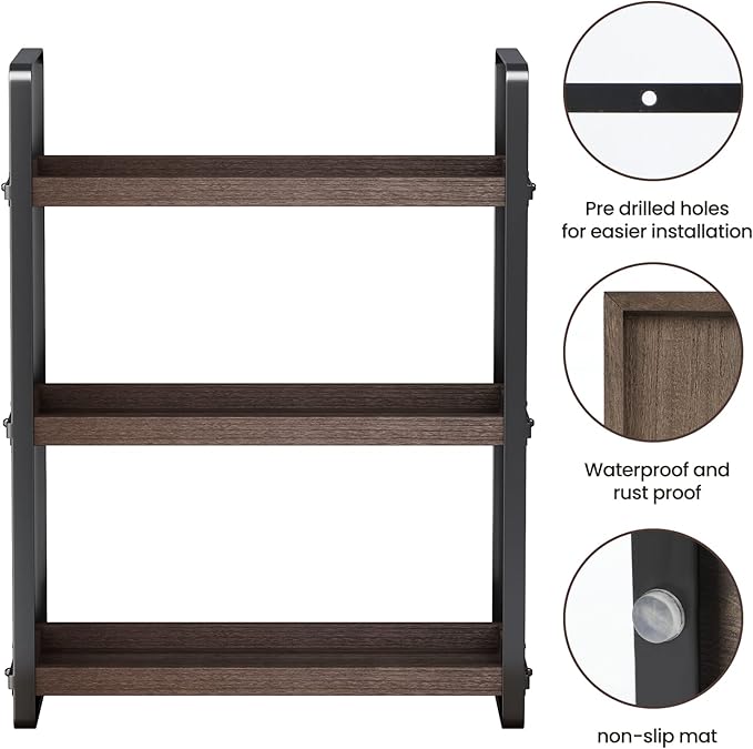 HNRLOY Bathroom Counter Organizer,Bathroom Countertop Organizer,Counter Shelf,Countertop Storage,Organization and Storage,Makeup Shelf,Sink Caddy(Brown 3 Tier)