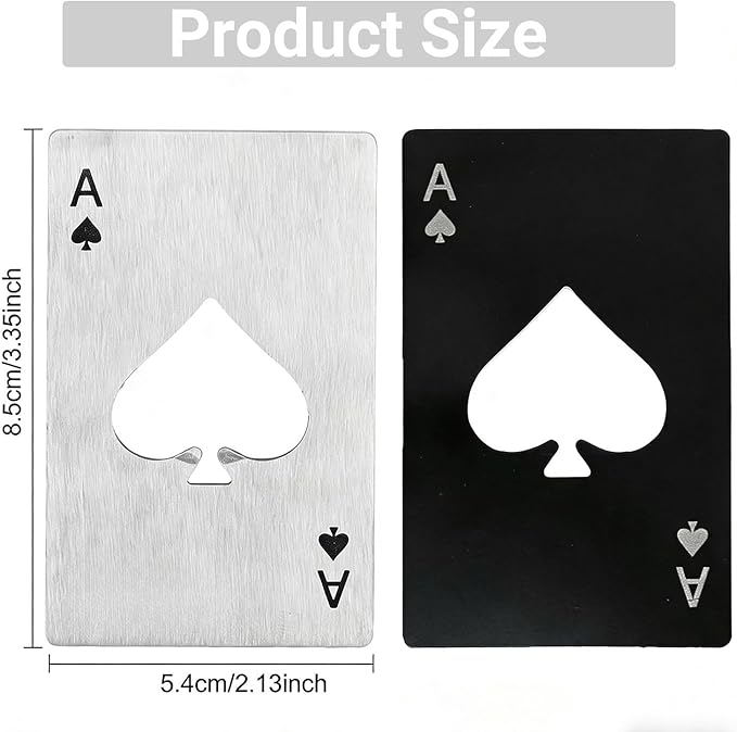 12PCS Poker Card Bottle Openers, Stainless Steel Credit Card Size Beer Bottle Opener, Poker Themed Bottle Can Cap Openers