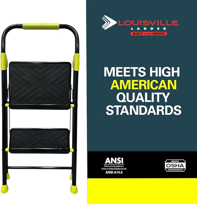Louisville Ladder Qwik Step 2 Step Ladder, Step Stool with Anti-Slip Step, 375lb Load Capacity, L-4461-02