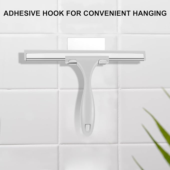 SetSail Shower Squeegee for Glass Doors All-Purpose Squeegee for Shower Glass Heavy Duty Window Squeegee with Hook for Tile, Sink, Mirror, Car Windshield Cleaning 10 Inches, All Grey