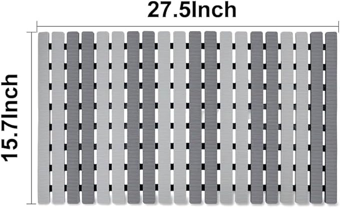 BEMISO Shower Mat Non Slip Bathtub Mat with Suction Cups and Drain Holes 27.5 x15.7 Inch Bath Mat for Tub & Shower.Easy Dry,Easy to Cut,Eco-Friendly