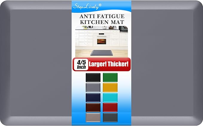 4/5 Inch Thick Kitchen Mat - Cushioned Anti Fatigue Mats for Kitchen Floor - Easy to Clean, Waterproof, Non-Slip Kitchen Rug for Sink, Office, Kitchen (17''x28'' Grey)