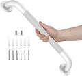 White Grab Bar 20 Inch, iHansee Anti-Slip Bathroom Grab Bar w/Knurled Grip, Stainless Steel Safety Handrail for Toilet Bathtub Shower, Wall Mounted Handicap Bars Handle for Senior Elderly