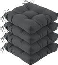 IASEAHK Outdoor Chair Cushions Set of 4, 19" x 19" x 5", Waterproof Outdoor Seat Cushions for Patio Furniture, Fade-Resistant Patio Chair Cushion, Dining Wicker Chair Pads for Porch Garden, Dark Grey