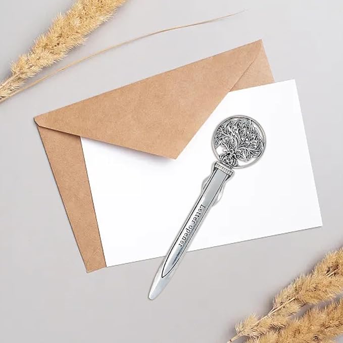 Honbay 2PCS Antique Letter Opener Knife Letter Opening Tool Zinc Alloy Envelope Slitter Metal Envelope Opener Sword Envelope Open Tool Mail Opener for School Home Office Mail Supplies (Silver)