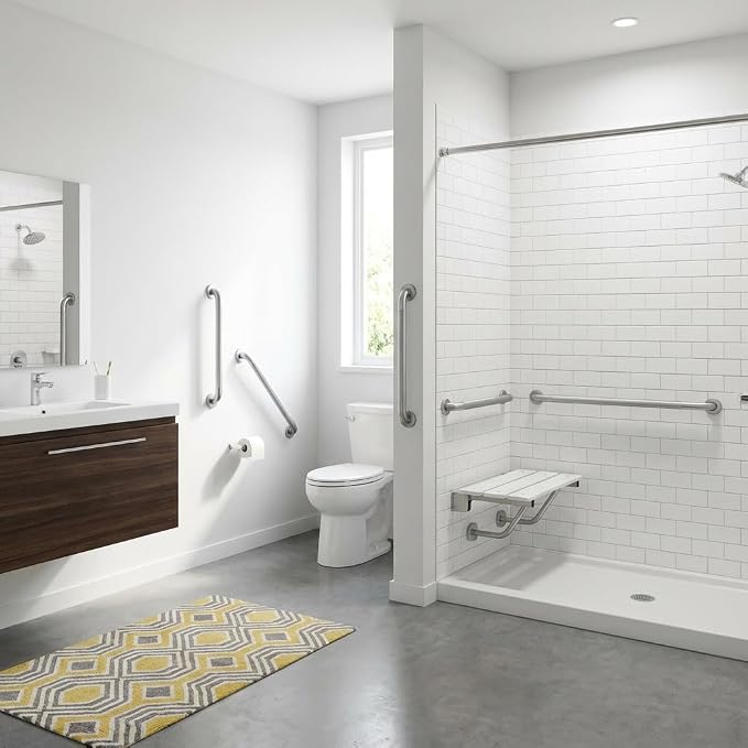 24 Inch Shower Grab Bars for Seniors 1.25'' Stainless Steel Grab Bar for Bathroom 2 Pack, Non Slip Knurled Safety Handrail for Bathtub Toilet Wall Mounted, Gifts for Elderly and Handicapped
