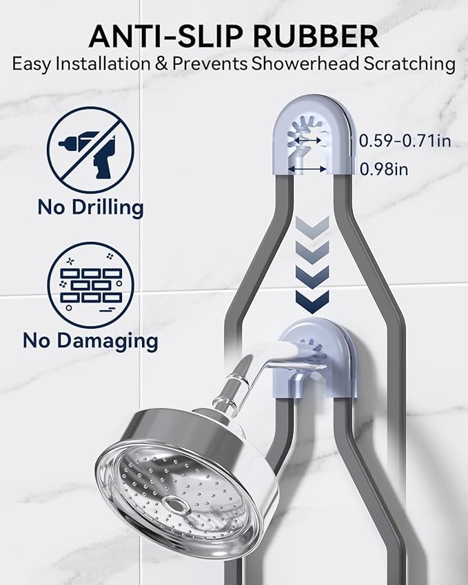YASONIC Never Rust Shower Caddy Hanging, Aluminum Shower Racks for Inside Shower, 2-Tier Shower Organizer Hanging Over Shower Head with Hooks and Soap Holder, Grey