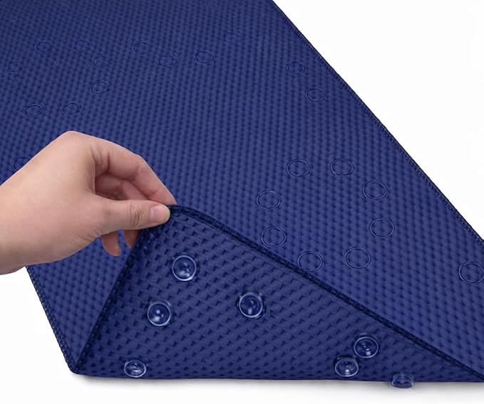 Bathtub Mat Non Slip, Bath Mat for Tub Non Slip, Tub Mat Extra Large 36 x 17 in, Bathtub Mat with Suction Cups & Drain Holes, Soft Foam, Machine Washable, Navy