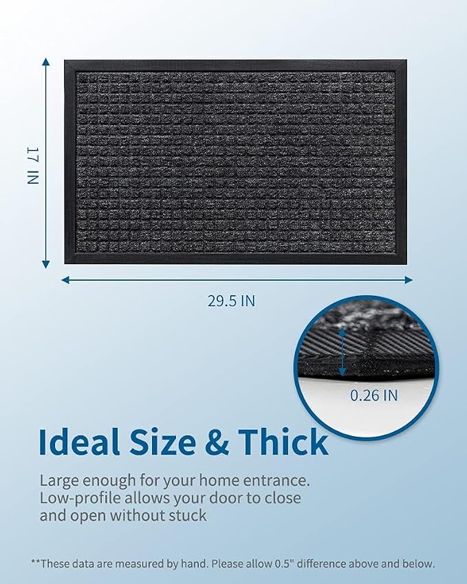 MontVoo Door Mat Indoor Entrance Doormat, Absorbent Durable Rubber Non Slip Front Door Mat for Inside Entry Entryway Dirt Trapper Welcome Mat