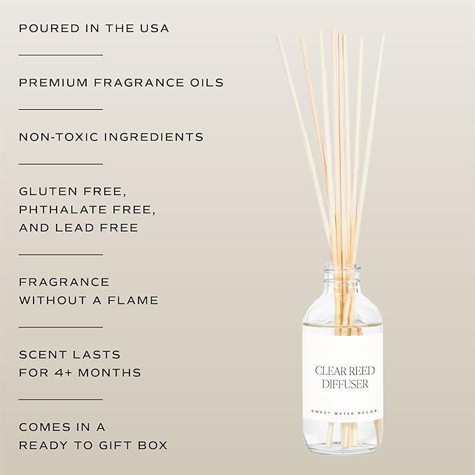 Sweet Water Decor Wildflowers and Salt Reed Diffuser Set - Lemon, Rosemary, and Leafy Green Scented Diffusers - Scent Diffusers for Home, Long Lasting Fragrance, Made in the USA