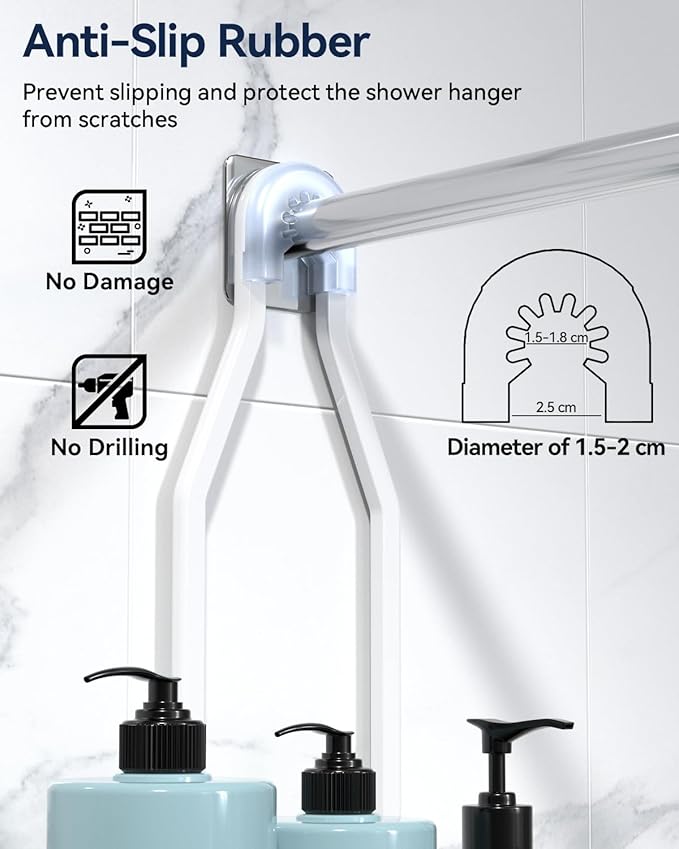 YASONIC Never Rust Shower Caddy Hanging, Aluminum Shower Racks for Inside Shower, 3-Tier Shower Organizer Hanging Over Shower Head with Hooks and Soap Holder, White