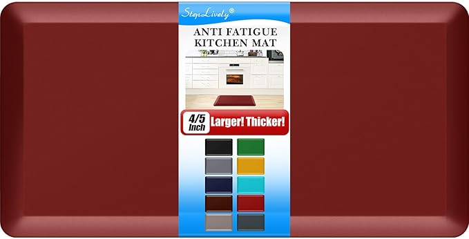4/5 Inch Thick Kitchen Mat - Cushioned Anti Fatigue Mats for Kitchen Floor - Easy to Clean, Waterproof, Non-Slip Kitchen Rug for Sink, Office, Kitchen (20''x39'' Red)