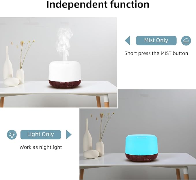 SPLITSKY Essential Oil Diffuser, 300ML Small Room Aromatherapy Diffuser with Remote Control, Quiet Operation, 7-Color LED Light, 4 Timer, Auto-Off, Easy to Clean for Bedroom, Living Room, Office