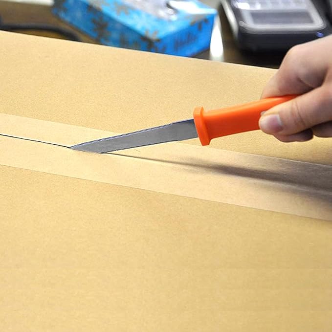 CANARY Cardboard Cutter with Blade Cover - 7.5" Box Cutter Utility Knife for Breaking Down Boxes & Opening Packages - Made in Japan, Orange