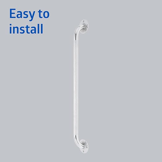 Medline Knurled Chrome 24” Grab Bar for Shower & Bathtub, Independence & Ease of Movement — for Elderly, Handicapped or Seniors, 300 lb. Capacity, 1 Bar