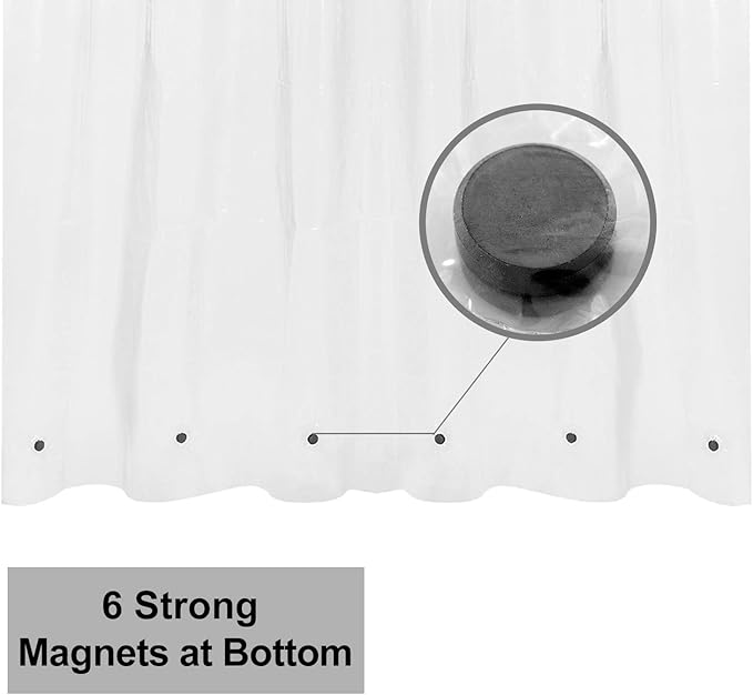 Barossa Design Extra-Long Shower Curtain with 84 inches Height (72x84),PEVA - Waterproof,Eco-Friendly, Non-Toxic, Odorless, PVC Free, Metal Grommets (Clear)