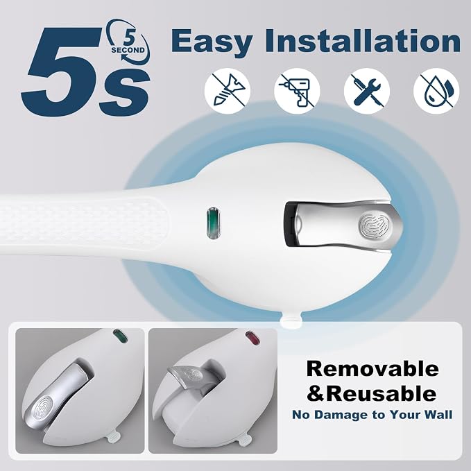 Shower Grab Bar 2 PCS Suction Grab Bars for Bathtubs and Showers, Shower Handle Removable Shower Handrails for Kids, Bathroom Safety Grip Waterproof(Silver)