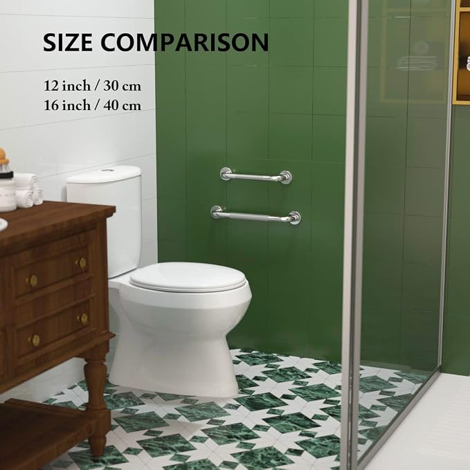 12 Inch Anti Slip Shower Grab Bar, Munzong Stainless Steel Bathroom Grab Bar, Satin Brushed Nickel Knurled Bathroom Balance Bar,Safety Hand Rail Support Handicap Elderly Senior Assist Bath Handle