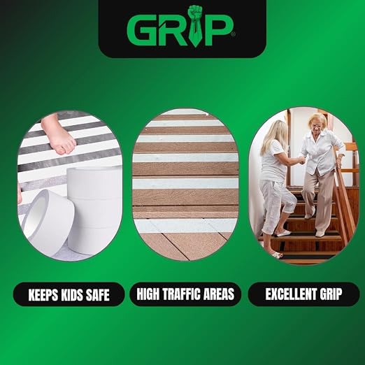GRIP Anti Slip Tape - 80 Grit High Traction Non-Slip Tape for Stairs, Ramps, Floors, Indoor/Outdoor Use, Easy Cut & Apply, Durable for Heavy Traffic Areas (2" x 34')