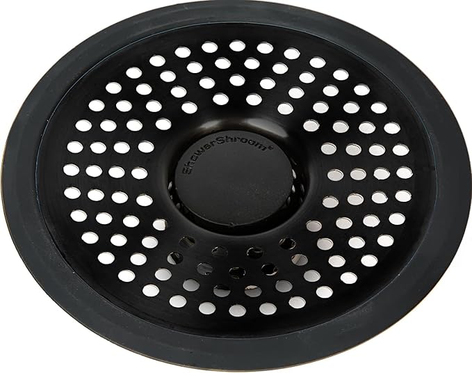 ShowerShroom Ultra Matte Black Hair Catcher, Stainless Steel Drain Protector, Fits All Shower Drains