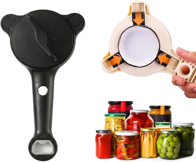 Ergonomic Non Slip Jar Opener for Weak Hands, 4 in 1 Silicone Grip Bottle Opener, Easy Twist Lid Remover for Seniors, Handy Kitchen Gadgets