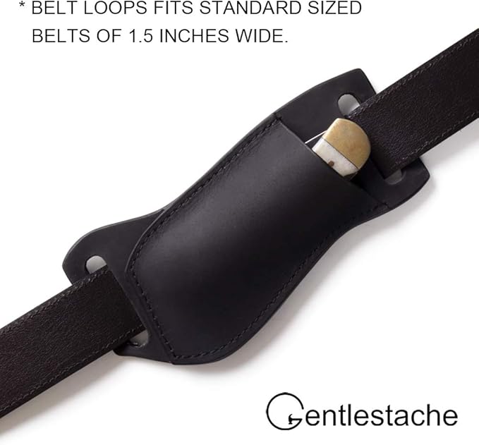 Gentlestache Leather Pocket Knife Sheath for Belt, Folding Knife Holster, EDC Belt Sheath, Compact Draw Black