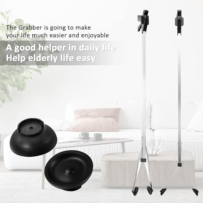 Sabary 5 Pack Suction Cup Reacher Grabber Heavy Trash Picker Grabber Tool, Long Handy Aids Nonslip Claw Reach Tool for Elderly Pick up Stick Arm Extension Litter Picker (Black)