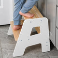 OCODILE 2-Step Wooden Step Stool for Toddlers | Kids Stool for Bathroom Sink & Kitchen Use | Non-Slip Step | Wooden Stool for Children Ages 2+ Years White