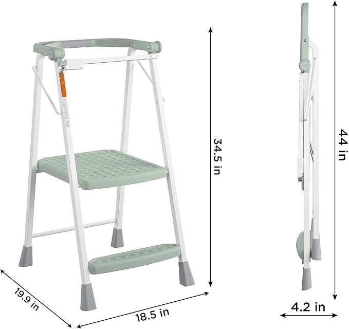 COSCO 2-Step Kitchen Stepper™ Folding Step Stool, Safety Kit Series, Ages 4+, Navy (Green)
