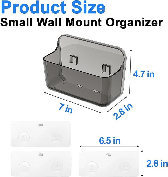 Diesisa 2pc Acrylic Wall Mount Organizer, Adhesive Cabinet Door Organizer,Acrylic Bathroom Shelves for Wall,No Drilling Hang Walls,with Self Adhesive Tape, for Bathroom, Kitchen, Living Room