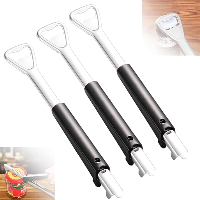 2 in 1 Adjustable Jar Opener, 2024 New Adjustable Jar Opener for Weak Hands Multi-function Can Opener Manual Lid Gripper Opener and Bottle Opener Tool for Home Kitchen Gadgets (3Pcs)