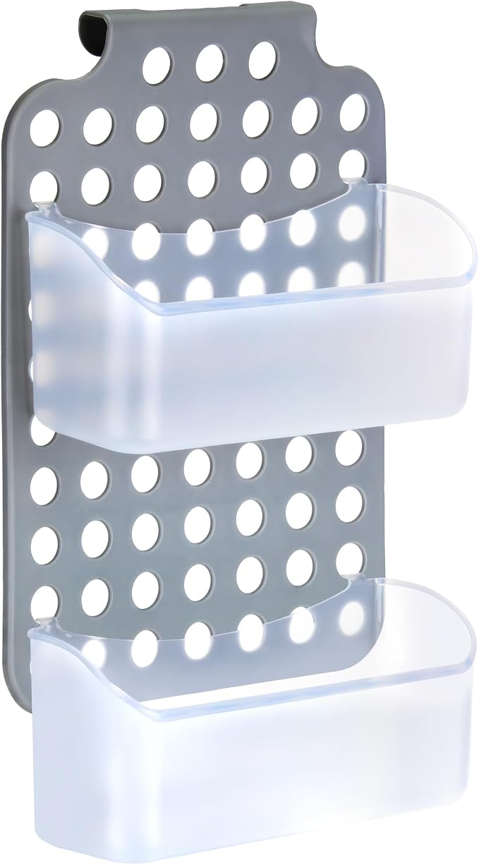 DecorRack Adjustable Hanging Storage, 2 Bins Over Shower Door Organizer, Bathroom Storage With Removable Baskets For Space Saving, BPA Free
