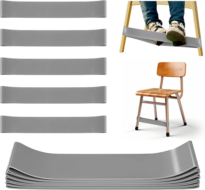 5 Pack Chair Bands for Kids with Fidgety Feet, ADHD Tools for Kids, Improve Focus & Reduce Restlessness, Chair Bands for Sensory ADHD ADD Autism - Classroom & Home Must Haves (Gray)