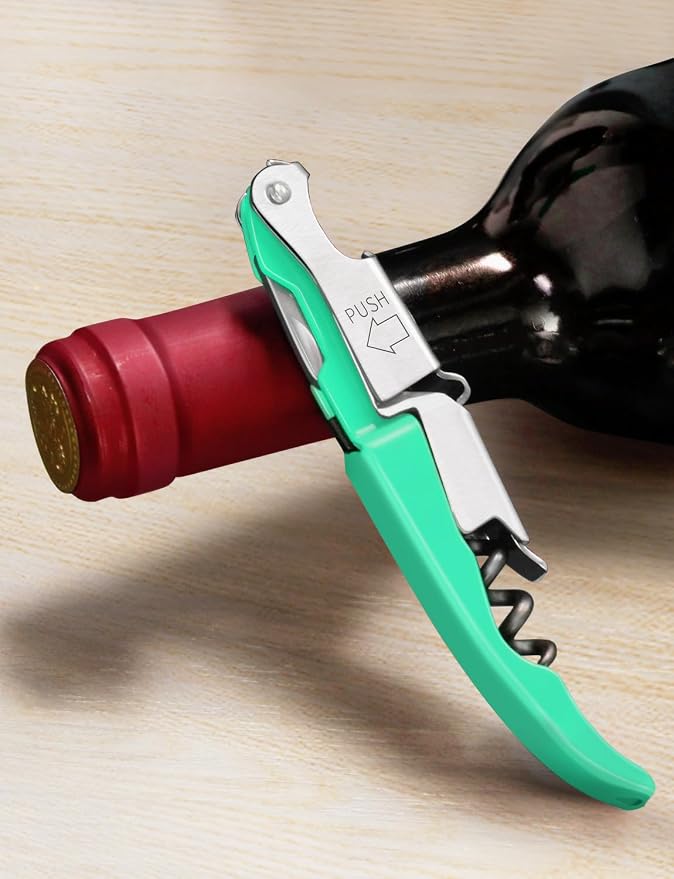 CORKAS Wine Key - Professional Handcrafted Heavy Duty Waiter Corkscrew, Compact Wine Opener with Double Hinged, Foil Cutter and Bottle Opener, Gifts for Servers, Sommelier, Bartenders - Light Green