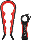 Multi-Grip Jar Opener and Bottle Opener Tool, Ergonomic Design with Non-Slip Handles, (biack and red)